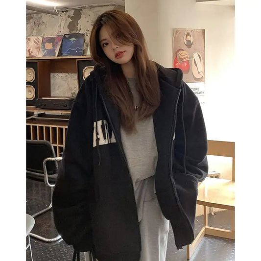 Hooded Cardigan Sweater for Women - Thick Plush Coat
